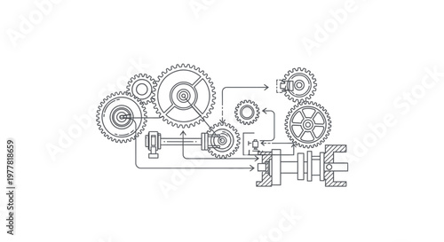 Mechanical Clockwork Gears System Illustration