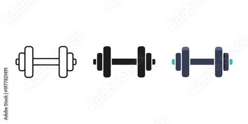 Dumbbell icons set vector illustration, flat design fitness symbols