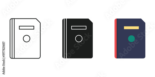 Three binders in different colors vector illustration