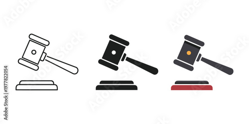 gavel icons set vector illustration flat design