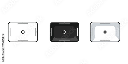 Three kitchen sinks in different colors vector illustration