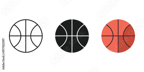 Three basketball icons in different colors vector illustration