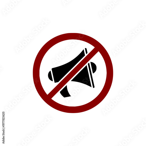 No Sound Symbol with Muted Megaphone Inside Prohibition Circle