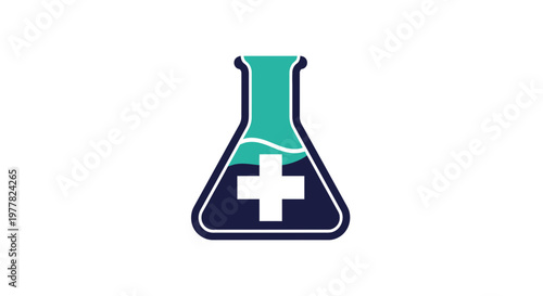 Medical Research Flask with White Cross Symbol