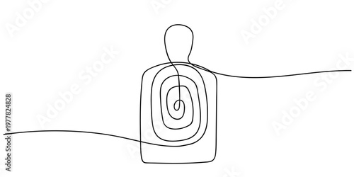 Single continuous line drawing of a human shaped shooting target. One line design vector illustration Editable stroke.