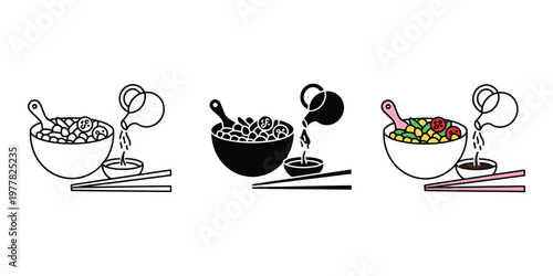 Cereal bowls with spoons isolated on transparent background