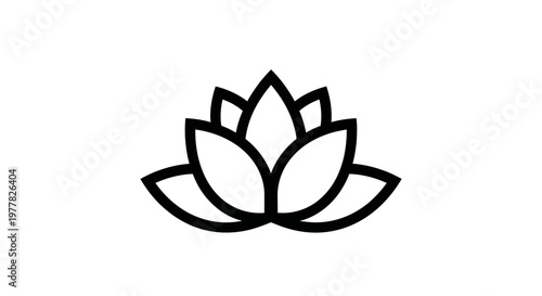 Black Lotus Flower Icon Symbol.