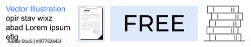 Education, knowledge sharing, documentation, freelancing, publishing, legal agreements. ion of a document, FREE text and stacked books. Education and knowledge sharing concept