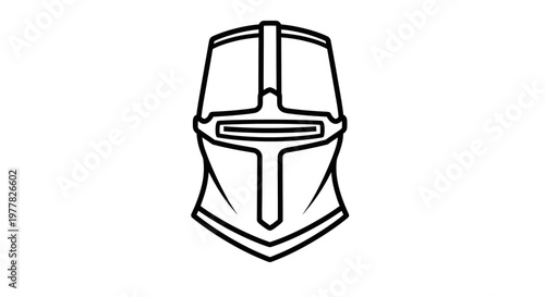 Medieval Knight Helmet Illustration - Protective Headgear Design