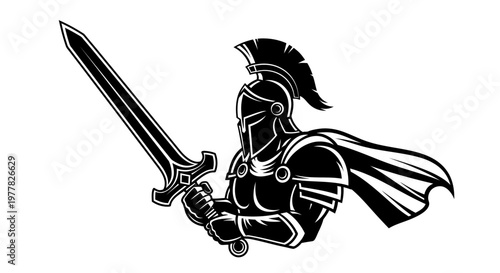 Medieval Knight with Sword - Courageous Warrior in Shining Armor