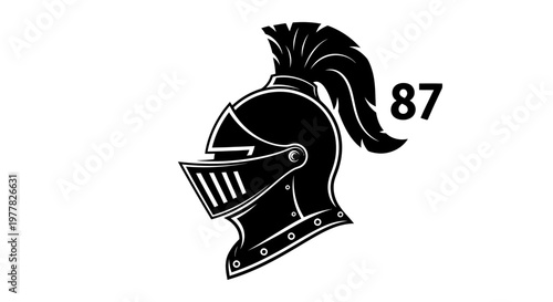 Medieval Knight Helmet with Number Eighty Seven - Historical Symbolism