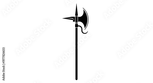 Medieval Polearm Weapon Illustration - Halberd with Spike and Hook