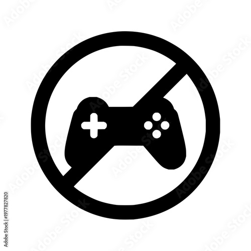 Gaming Prohibited Sign with a Black Game Controller Symbol