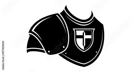 Medieval Knight Armor Shoulder and Breastplate Illustration