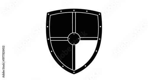Medieval Shield Design with Quartered Pattern and Central Boss