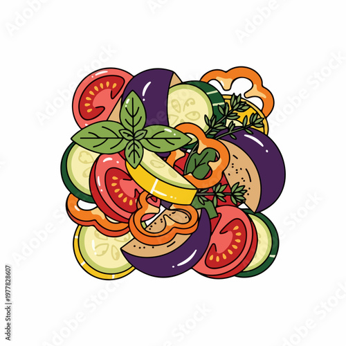vector illustration of typical french ratatouille