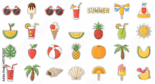 Summer vacation icons and symbols collection.