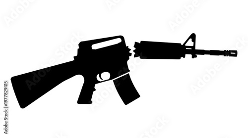 Silhouette of a modern semi-automatic rifle, a firearm commonly used in sports and military contexts ceasefire 
