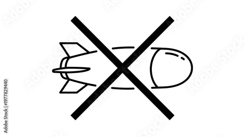 An illustration of a bomb with a prohibition sign, symbolizing peace and the rejection of war and violence ceasefire 