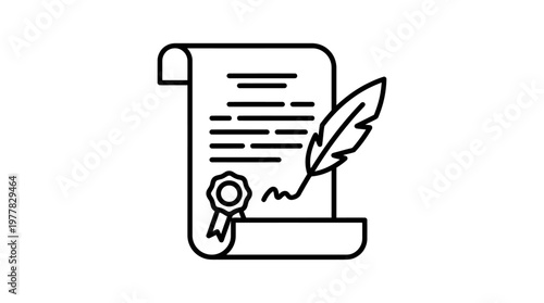 A formal document or agreement with a wax seal and a quill pen, signifying legal or official matters and historical authenticity ceasefire 