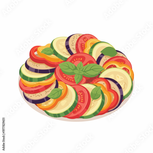 vector illustration of typical french ratatouille on white background