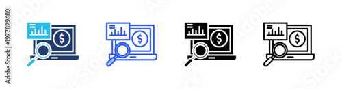 Financial Analyst Multiple Style Icon Set Collection Pack Web Banner Vector 