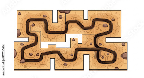 Desert race track vector, top down view of a sandy dirt road circuit, winding off-road path for mobile gaming and level design isolated PNG with Transparent Background
