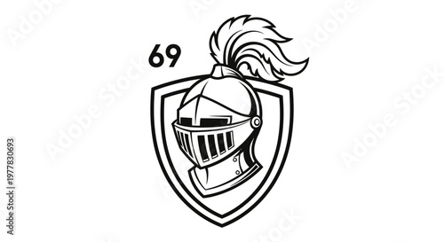 Medieval Knight Helmet Shield Emblem Design