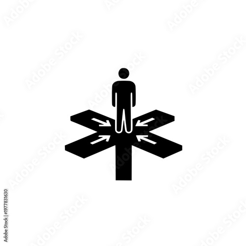 Meeting Point Icon with Person and Arrows