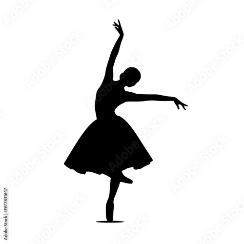 Silhouette of a graceful ballerina dancing in a tutu