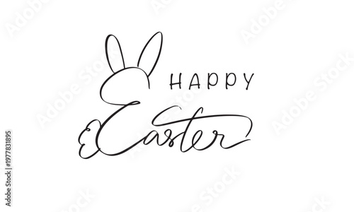 Happy easter day egg rabbit bunny text font calligraphy hand written lettering script black color object icon happy easter rabbit bunny april month spring season greeting card religion happy easter 