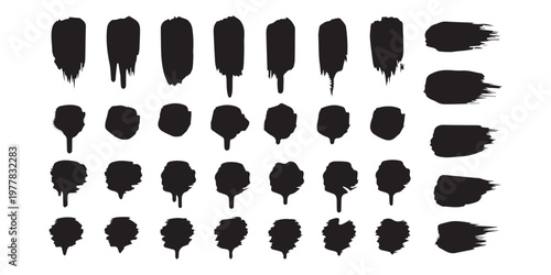 Abstract black brush strokes collection artistic textures and shapes