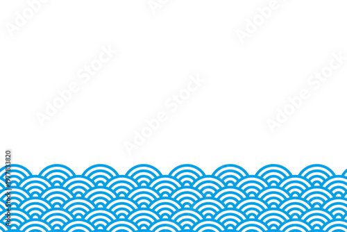 青海波柄の波紋ボーダー　コピースペースあり和柄ベクターイラスト透過素材