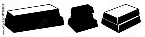 Gold bar stack set with solid black icon on white background featuring gold, money, wealth with finance and iconography