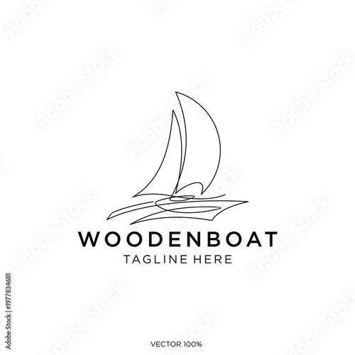 Minimalist Line Art Sailboat Logo