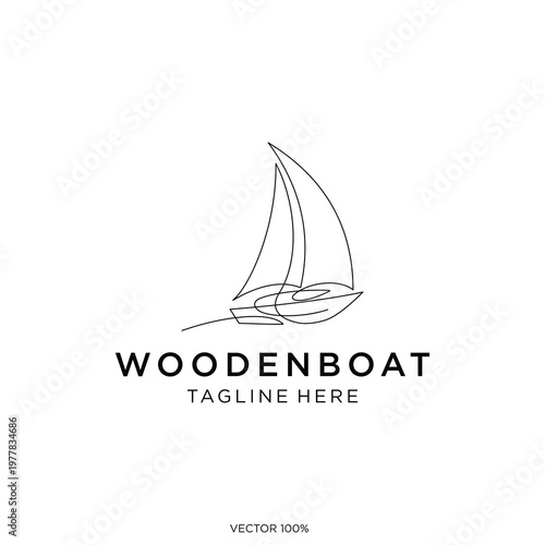 Minimalist Line Art Sailboat Logo