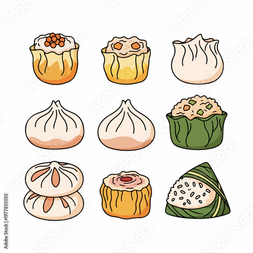 vector illustration of dimsum mentai food on white background