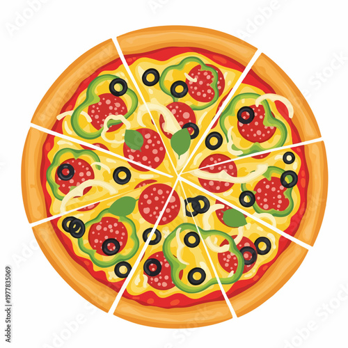 hot pizza food vector illustration