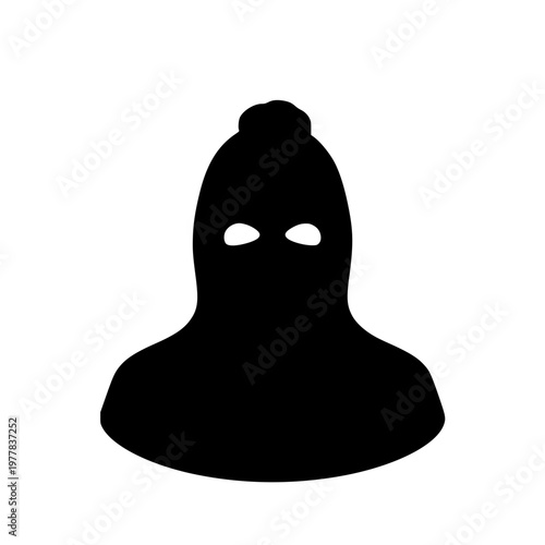 Black Silhouette of a Person Wearing a Balaclava or Ski Mask
