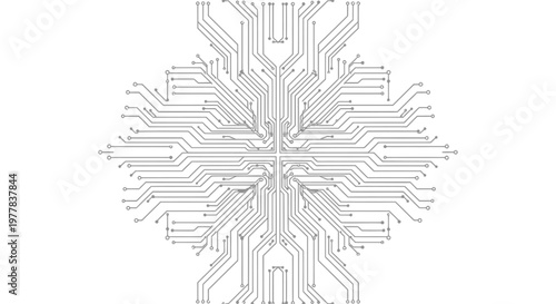 Circuit board snowflake design element.