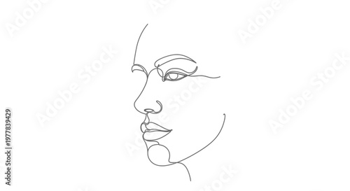 Minimalist line drawing of a woman's face.