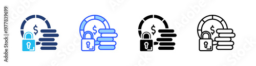 Fixed Income Multiple Style Icon Set Collection Pack Web Banner Vector 