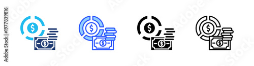 Mutual Funds Multiple Style Icon Set Collection Pack Web Banner Vector 