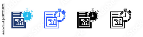 Market Timing Multiple Style Icon Set Collection Pack Web Banner Vector 