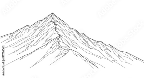 A line drawing of a mountain peak.