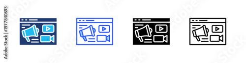 Content Marketing Multiple Style Icon Set Collection Pack Web Banner Vector 