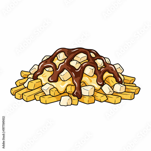 vector illustration of typical canadian poutine food