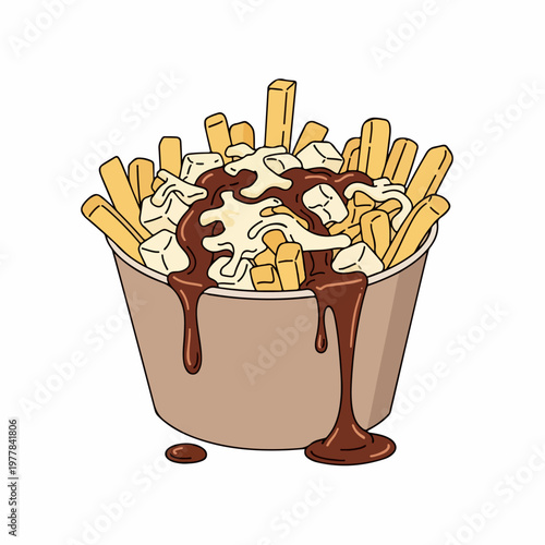 vector illustration of typical canadian poutine food on white background