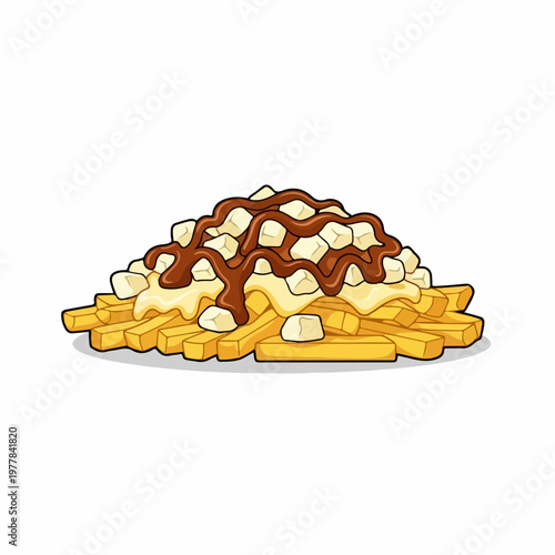vector illustration of typical canadian poutine food on white background