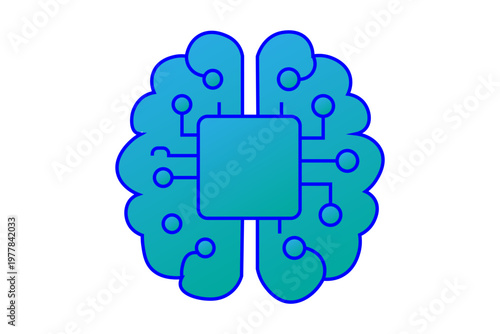 This seventh image is a stylized, minimalist illustration representing Artificial Intelligence (AI) or Machine Learning